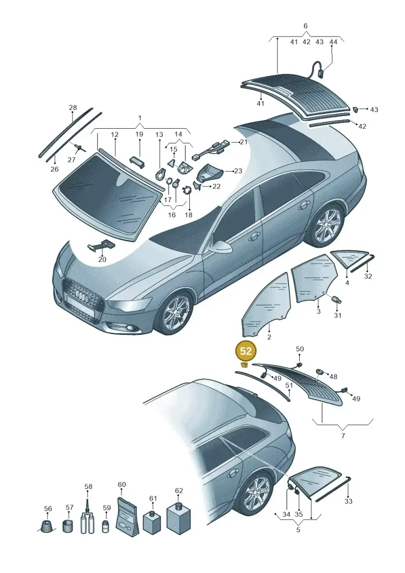 8D0845237 — Audi A6 Av. qu. 3.0 (2012-2018) diagram 717845000, position 52