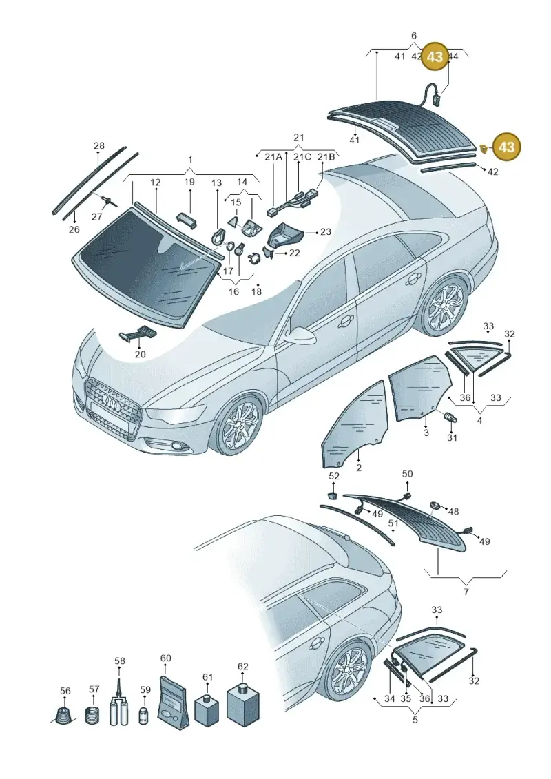 8D0845237 — Audi A6 qu. 3.0 tdi (2014-2018) diagram 798845000, position 43