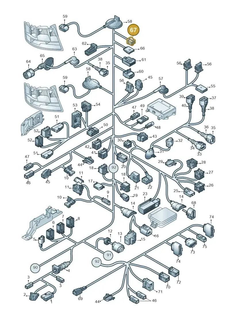 8D0937731 — Audi RS6 Avant qu.5.0 (2007-2010) diagram 448971840, position 67