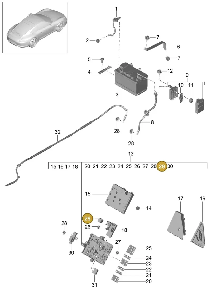 8D0951253 — Porsche 991 Carrera 4 (2011-2016) diagram p38902006, position 29