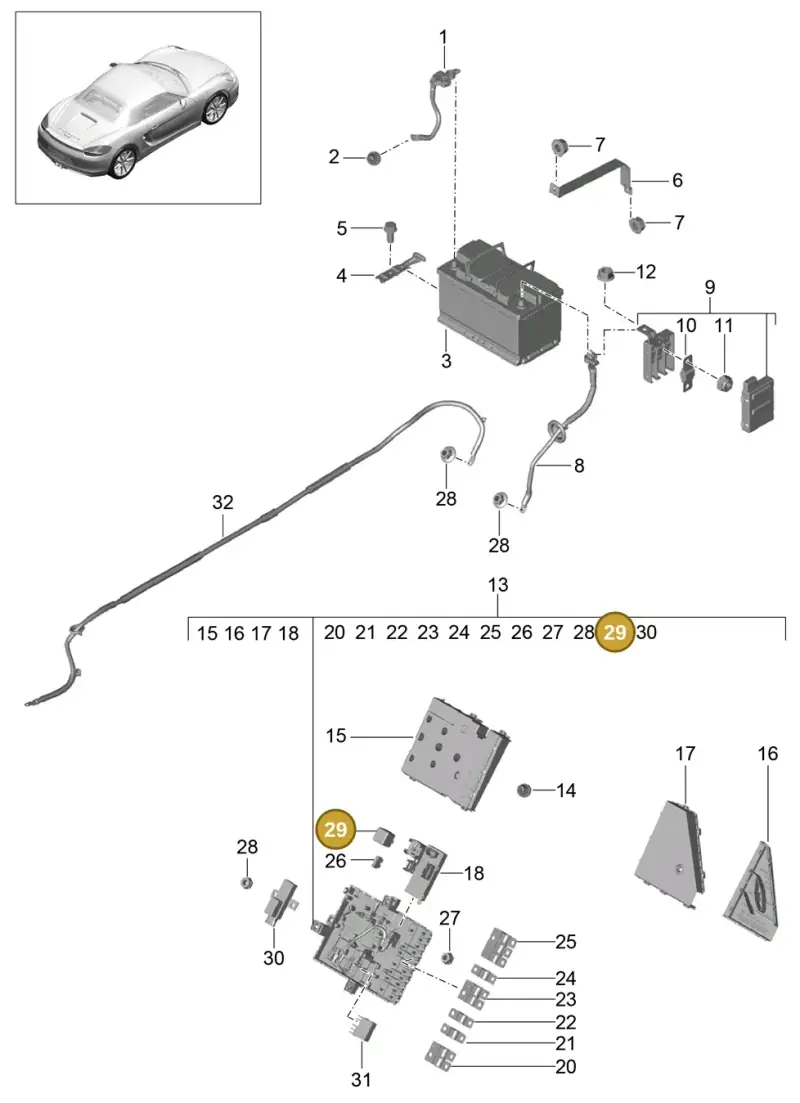 8D0951253 — Porsche Boxster (2012-2016) diagram p39902006, position 29