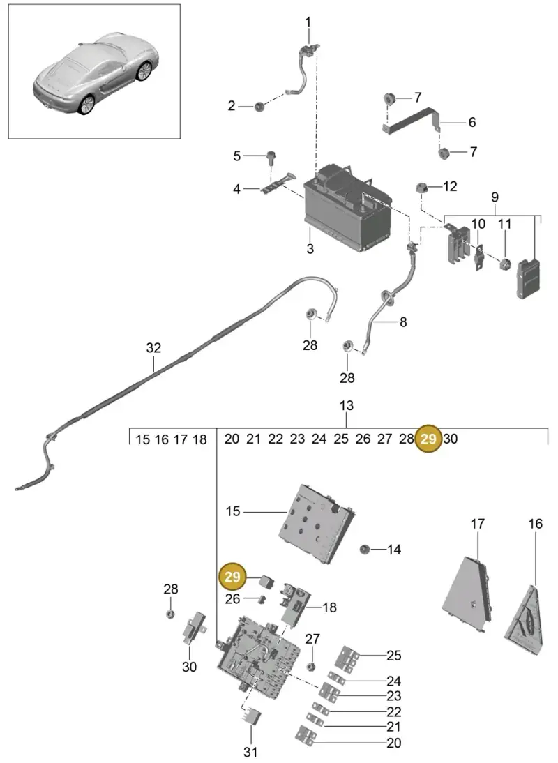 8D0951253 — Porsche Cayman (2013-2016) diagram p40902006, position 29
