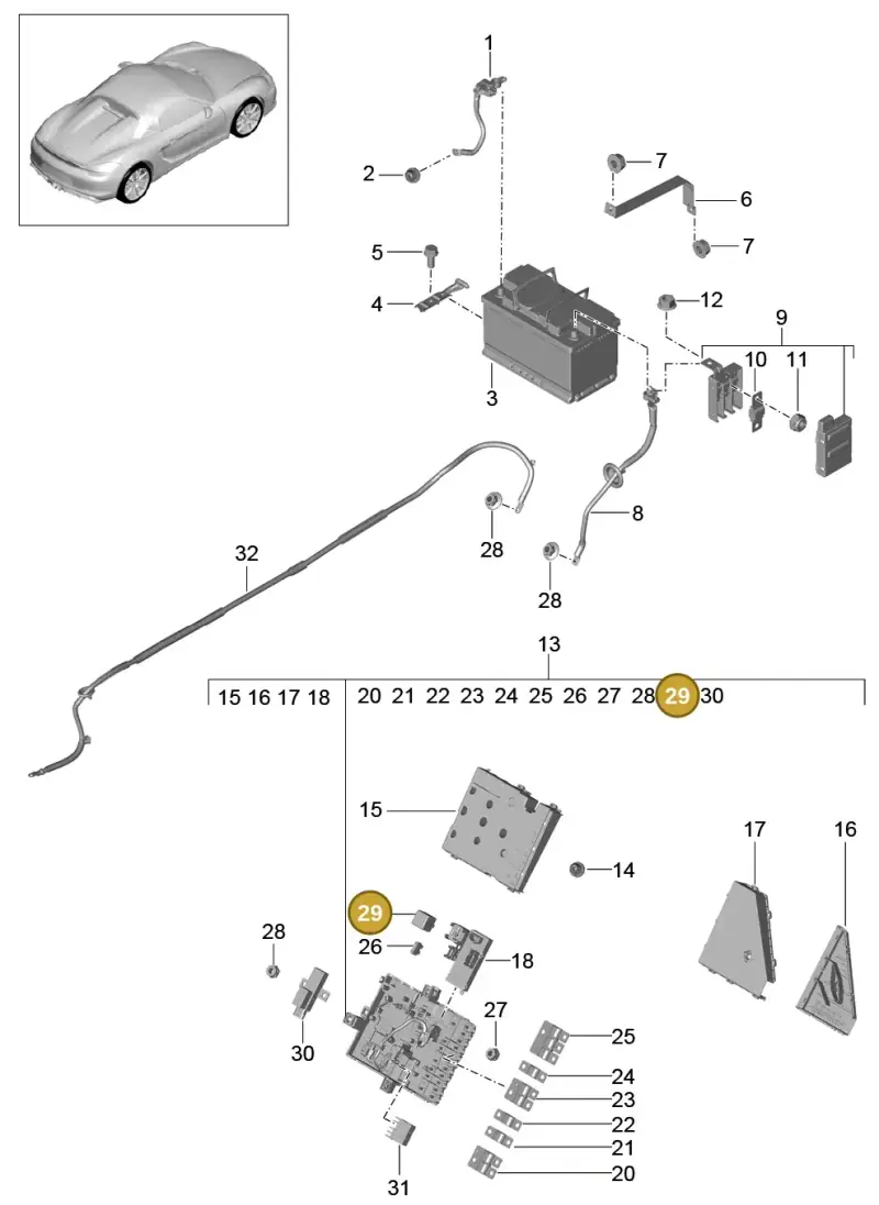 8D0951253 — Porsche Boxster Spyder (2015-2016) diagram p46902006, position 29