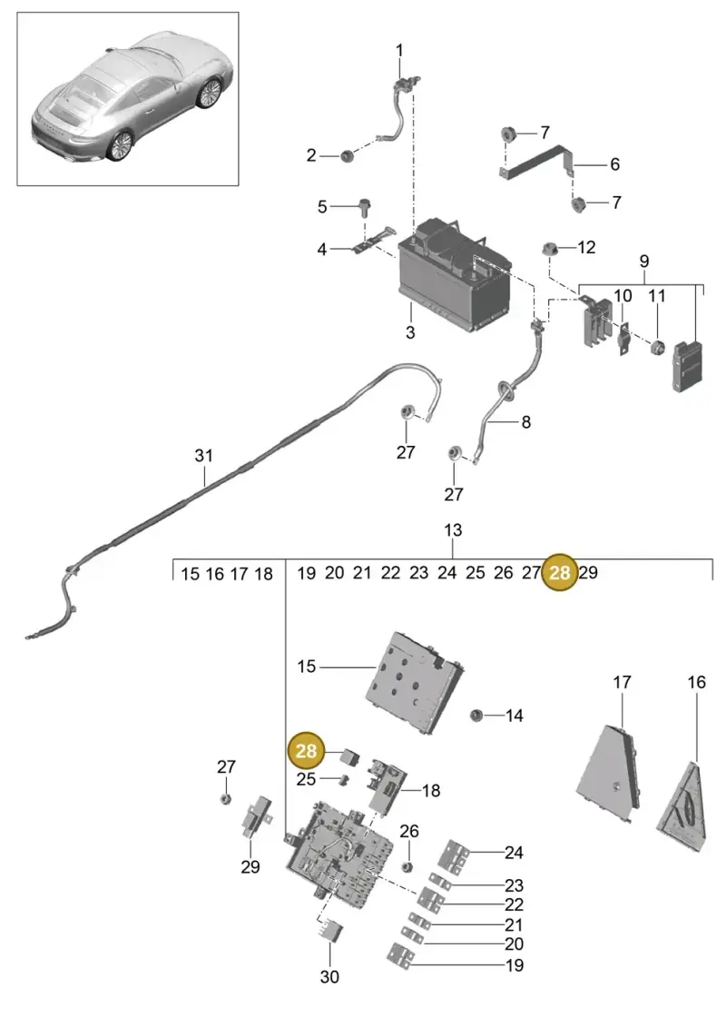 8D0951253 — Porsche 911 (2016-2019) diagram p47902006, position 28