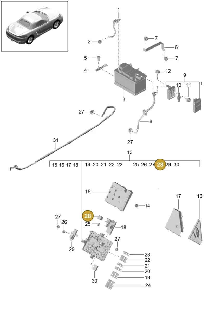 8D0951253 — Porsche Boxster (2016-2019) diagram p48902006, position 28