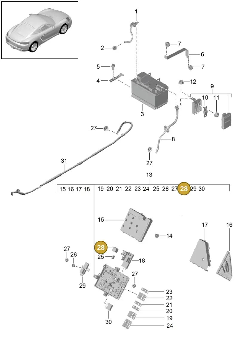 8D0951253 — Porsche Cayman (2016-2019) diagram p50902006, position 28