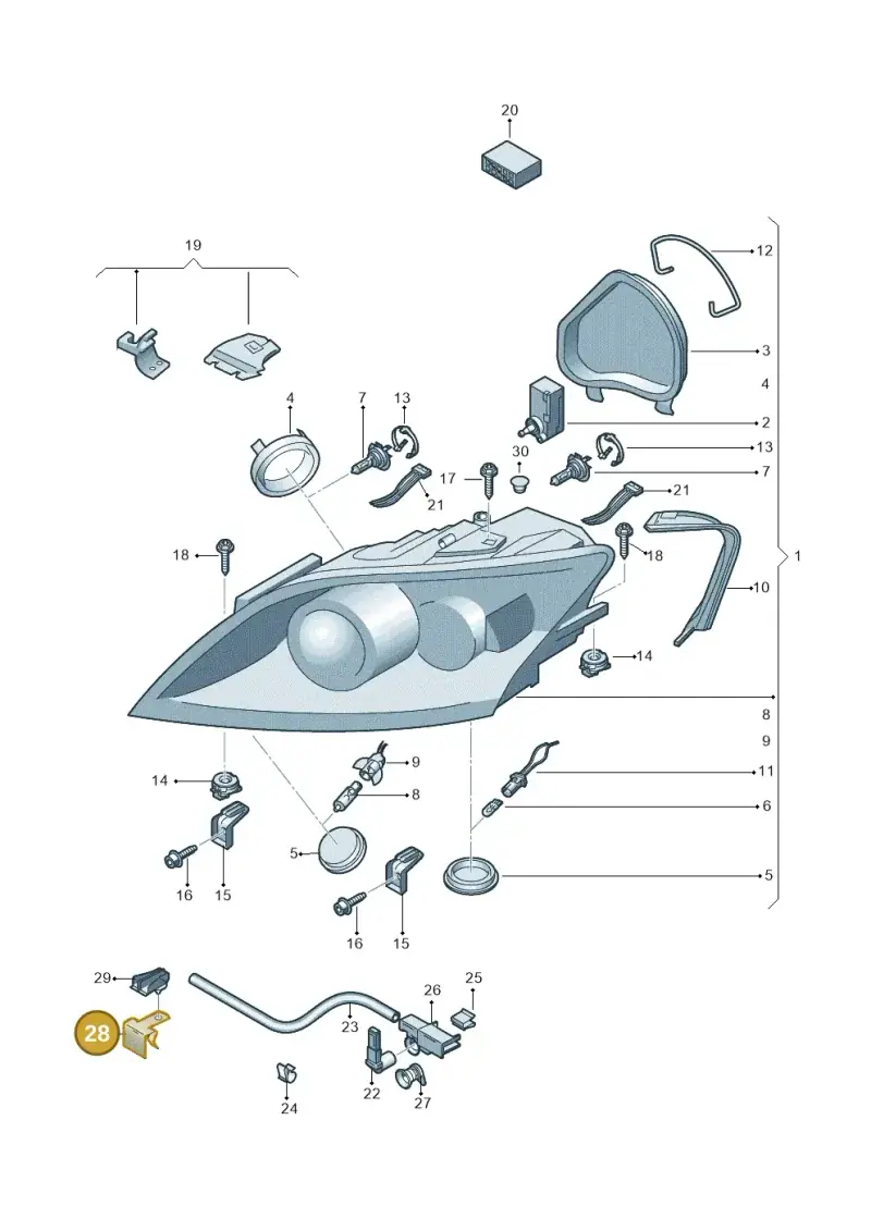 8D0971847G — Audi TTS Coupe 2.0 (2010-2014) diagram 609941000, position 28