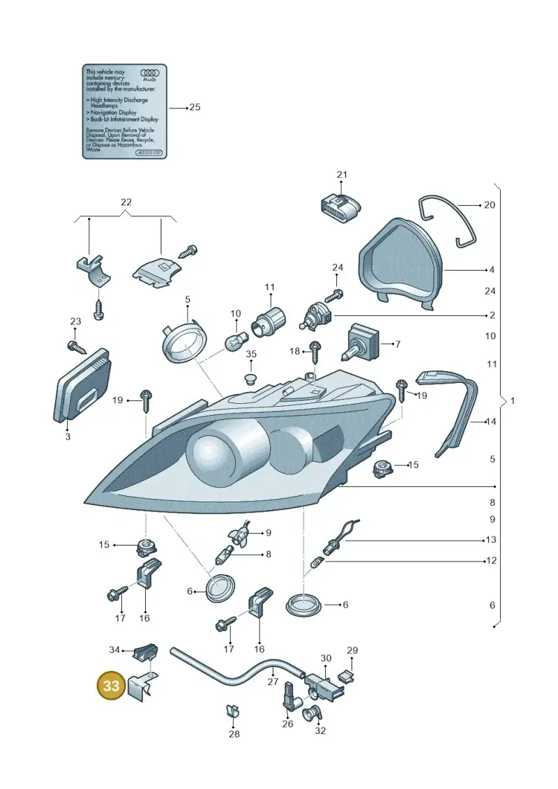 8D0971847G — Audi TTS Coupe 2.0 (2010-2014) diagram 609941100, position 33