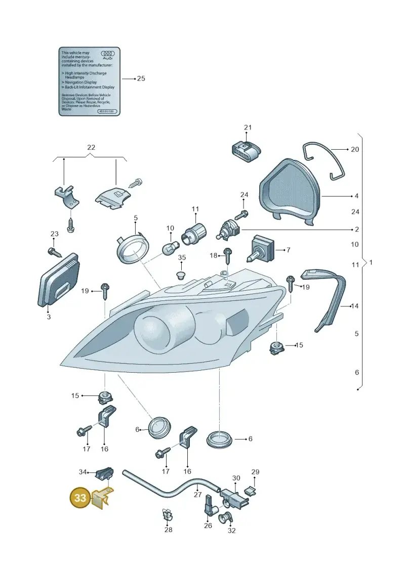 8D0971847G — Audi TTRS Plus Coupe (2009-2014) diagram 676941100, position 33