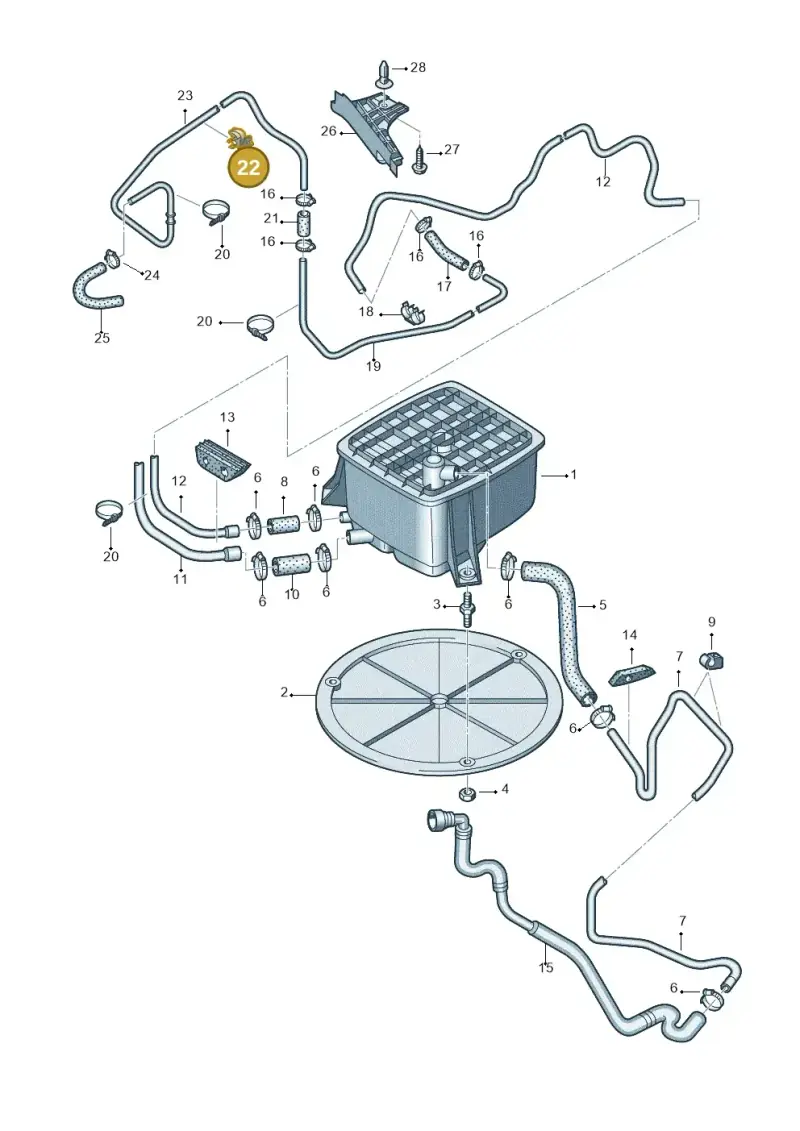 8D0971897 — Audi RS6 qu. (2003-2004) diagram 157201960, position 22