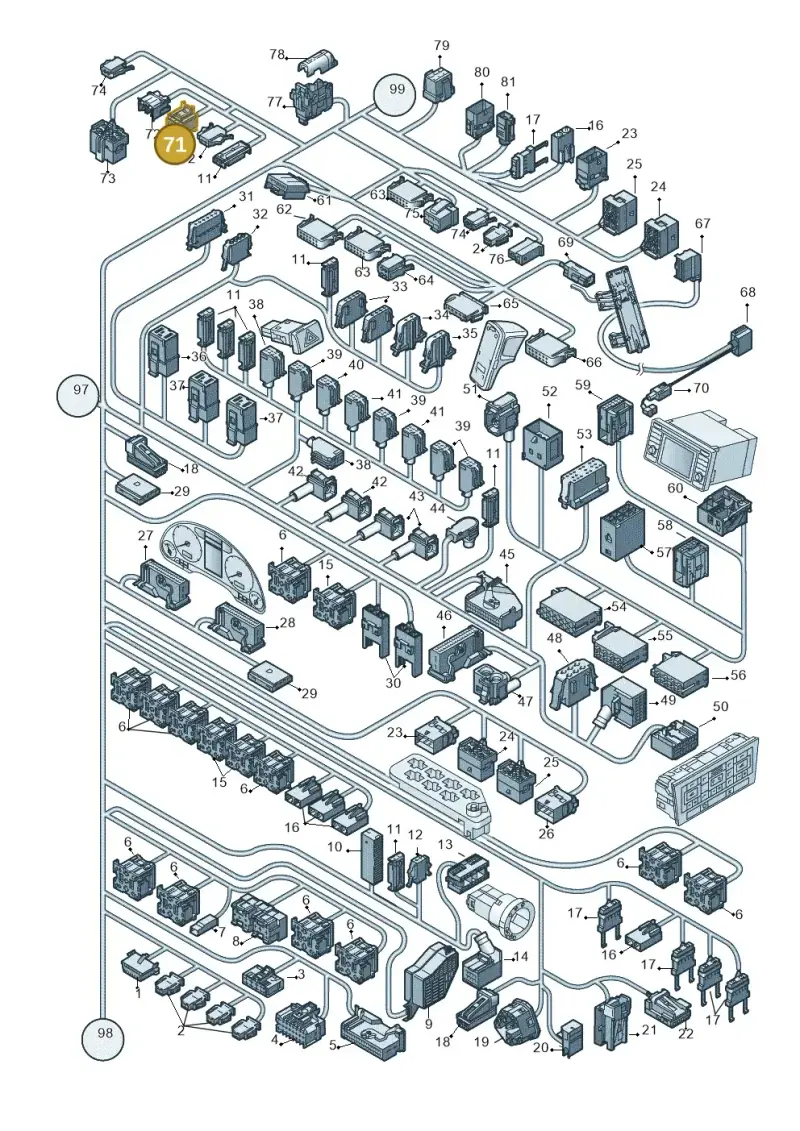 8D0972586 — Audi A4/S4/Av./qu. (2001-2004) diagram 249972820, position 71