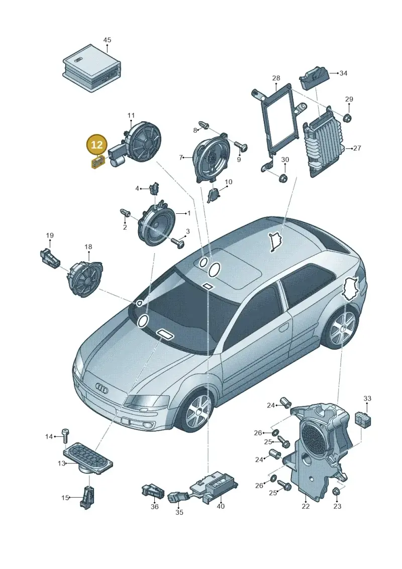 8D0972623AA — Audi RS3 Sportback (2011-2012) diagram 412035350, position 12