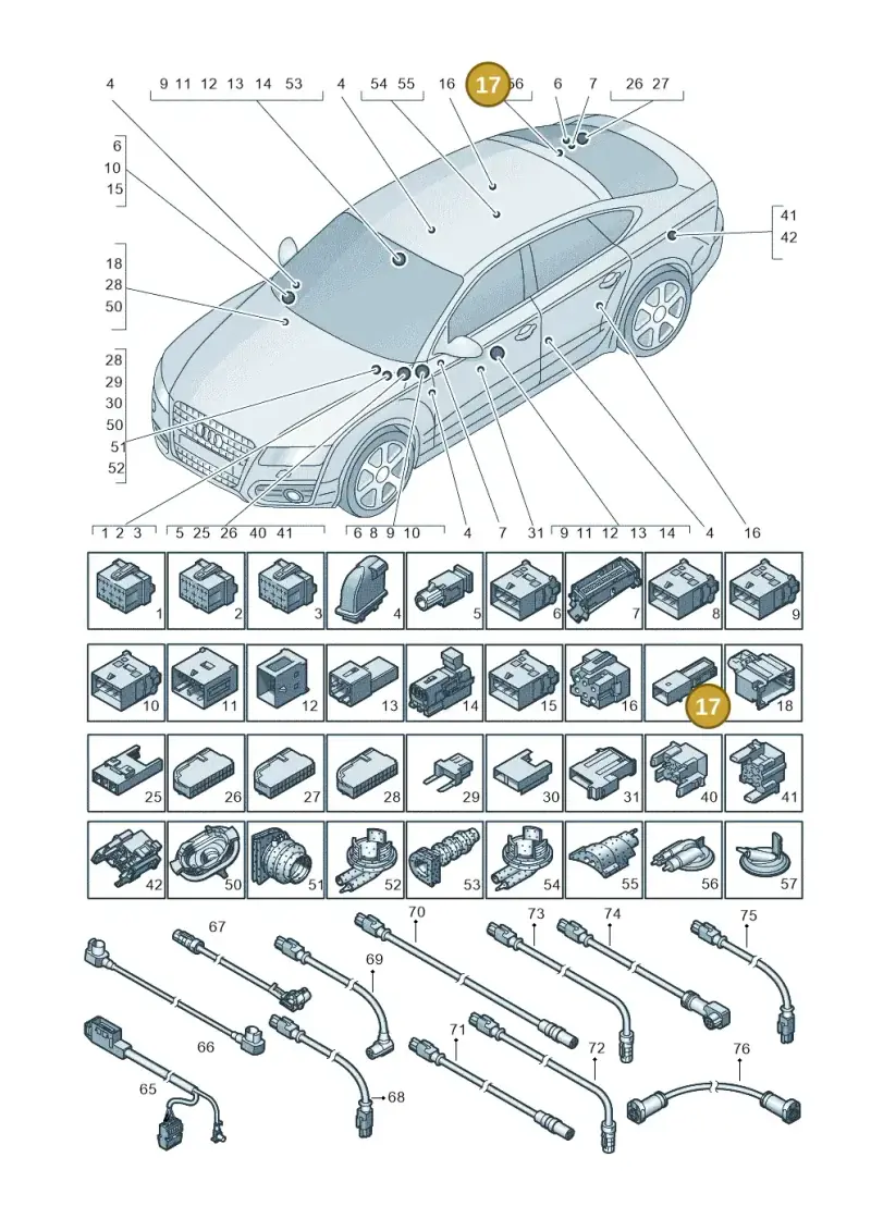 8D0972623AA — Audi A7 Sportback (2010-2015) diagram 711971790, position 17