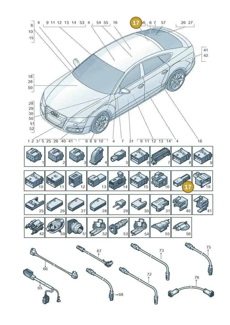 8D0972623AA — Audi RS7 Sportback (2013-2018) diagram 765971790, position 17