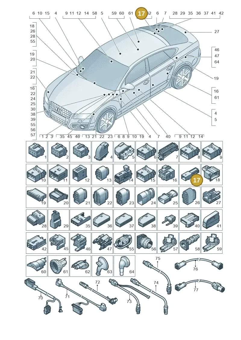 8D0972623AA — Audi A7 Sportback (2014-2018) diagram 788971790, position 17