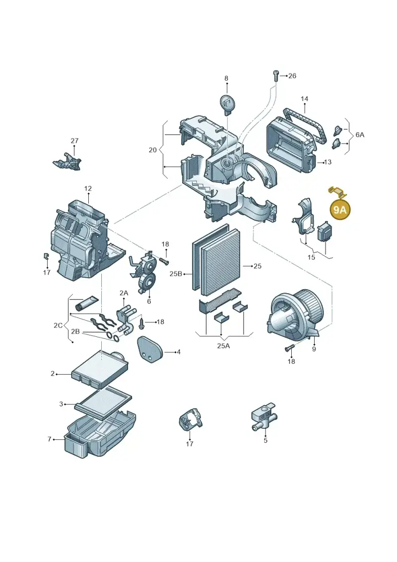8D1820245 — Audi A2 (2000-2005) diagram 248819250, position 9A