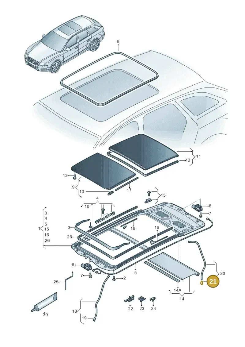 8D9877242B — Audi RS4 Av. qu. 4.2 (2012-2015) diagram 636877100, position 21