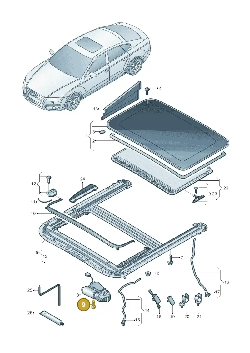 8D9877721 — Audi A7 Sportback (2014-2018) diagram 711877000, position 9