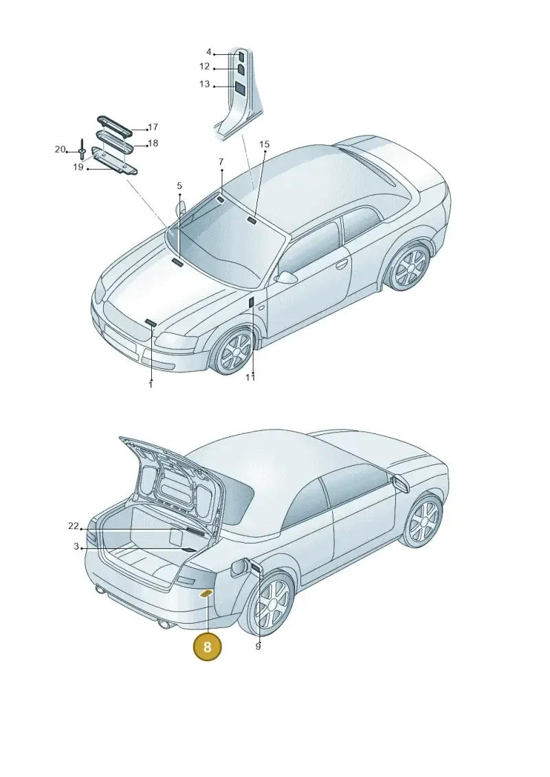 8E0010175A — Audi A4/S4 Cabrio./qu. (2002-2006) diagram 273010100, position 8