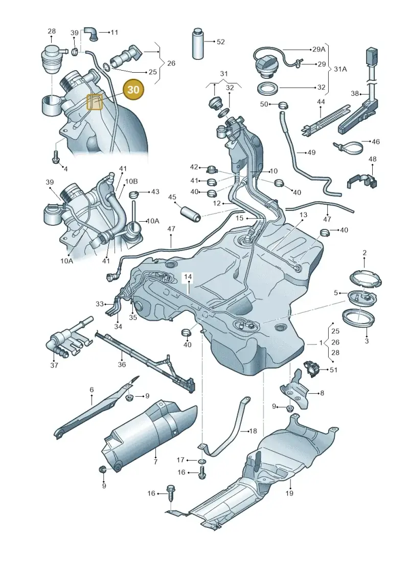 8E0201142A — Audi RS4 Cabrio qu.    08> (2007-) diagram 249201100, position 30