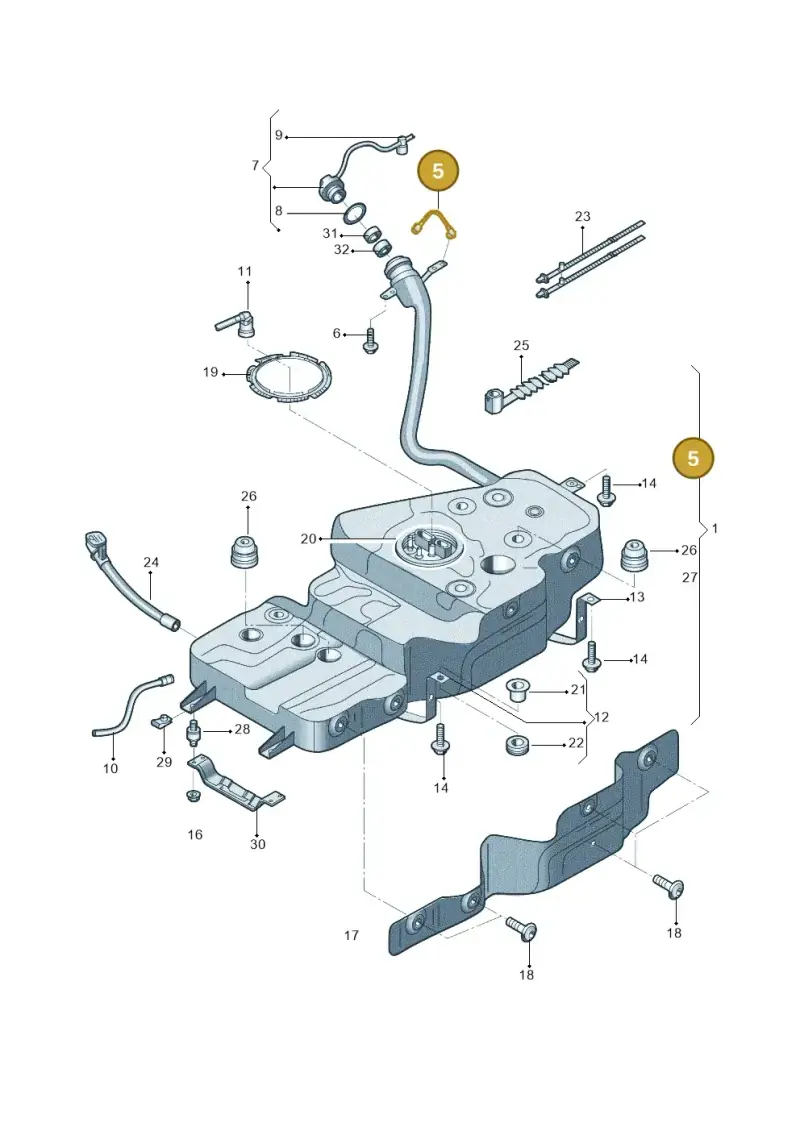 8E0201142A — Audi Q5 qu. 2.0 (2009-2018) diagram 687201010, position 5