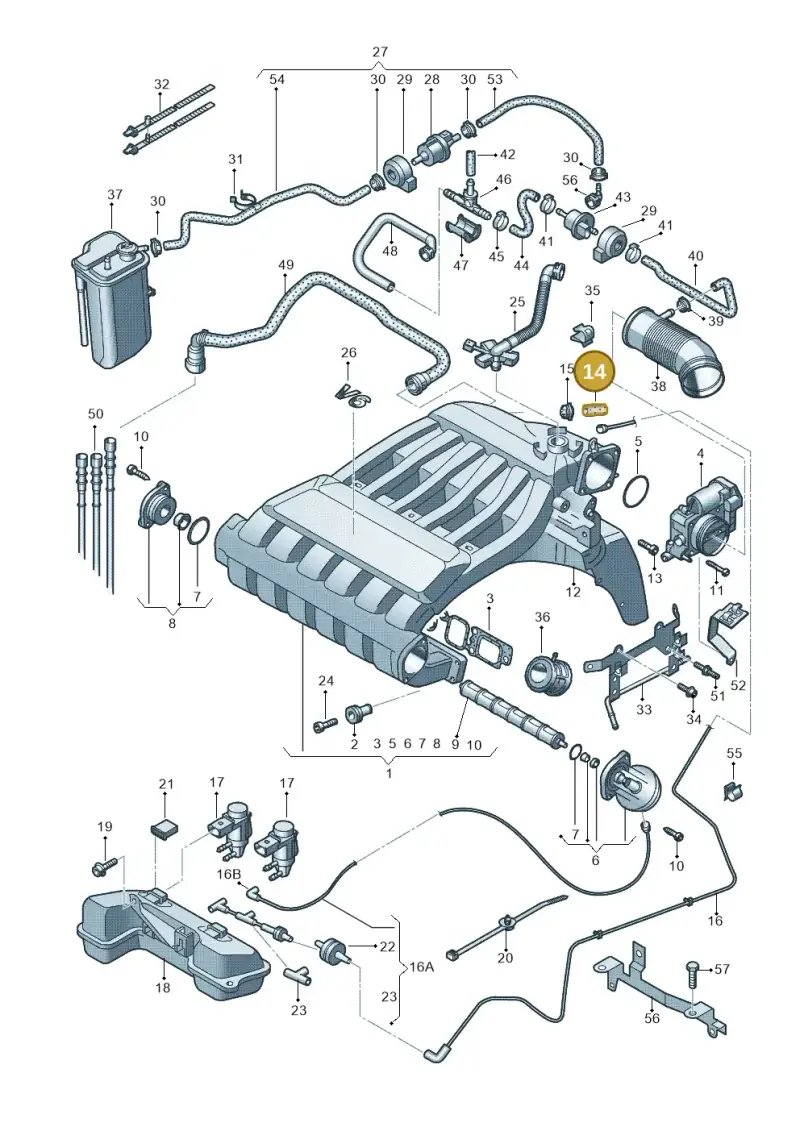 8E0201144 — Audi A3 Sportback (2008-2013) diagram 412133820, position 14