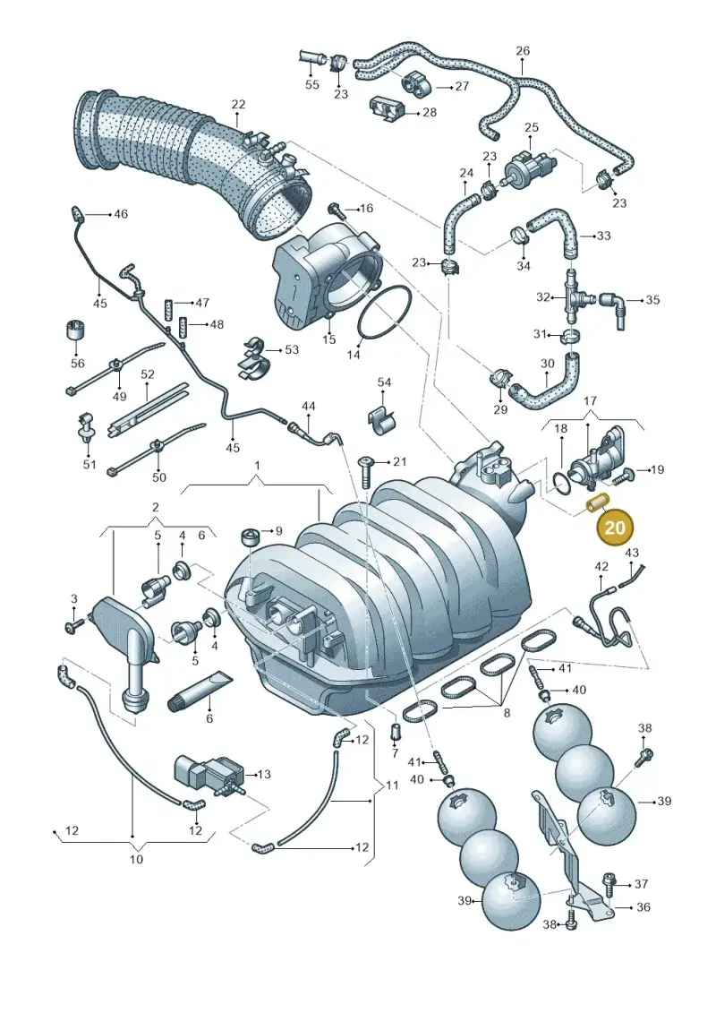 8E0201144 — Audi A8/S8/qu. lang    08> (2007-) diagram 635133280, position 20