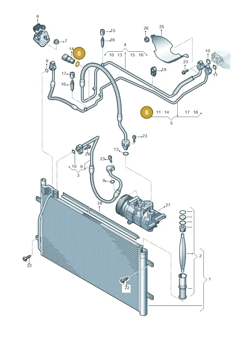 8E0260749 — Audi Q3 1.4 (2016-) diagram 728260400, position 8