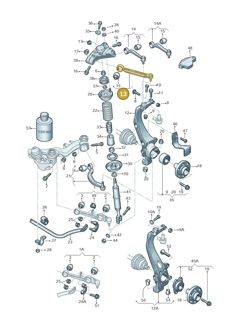 8E0407506A — Audi A4/Avant (1999-2001) diagram 156407100, position 13