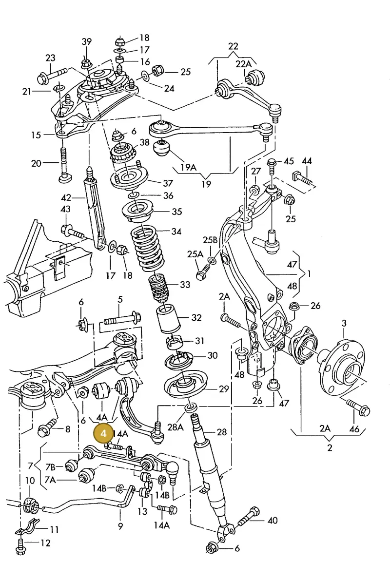 8E0407693AG — Audi A8 quattro (1999-2002) diagram 255407110, position 4