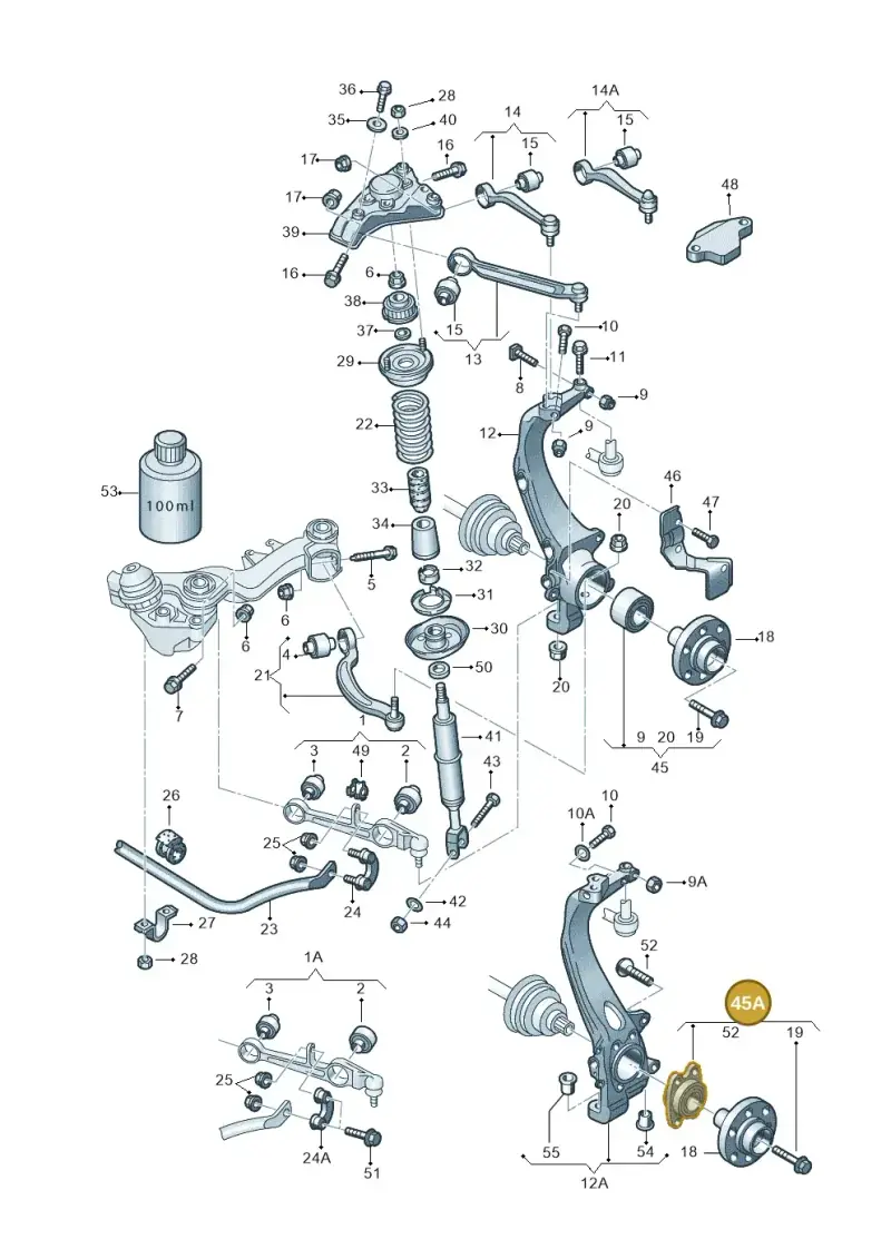8E0498625B — Audi A4/Av.qu. (1999-2001) diagram 156407100, position 45A