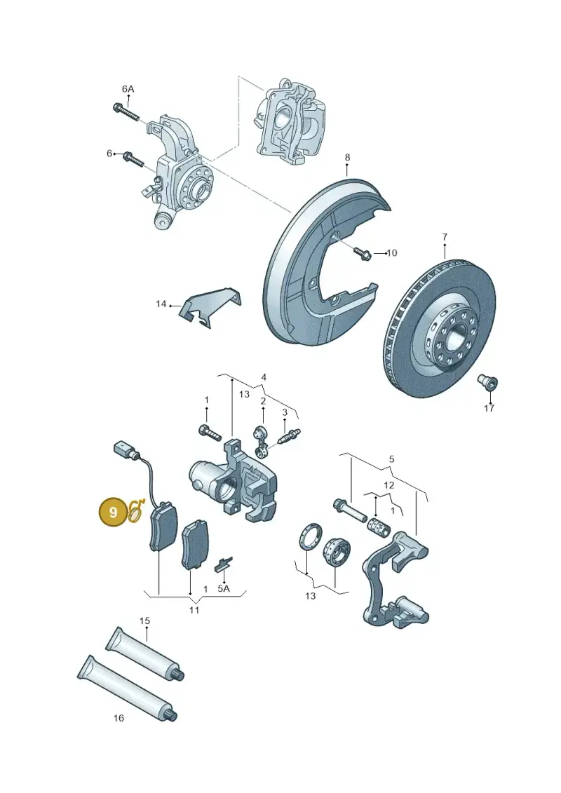8E0615296A — Audi RS6 qu. (2003-2004) diagram 258615600, position 9