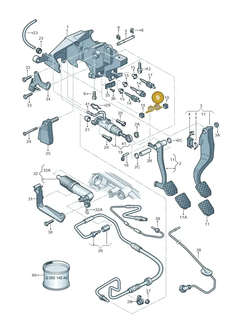 8E0721403C — Audi A4/S4/Av./qu. (2001-2004) diagram 156721250, position 9