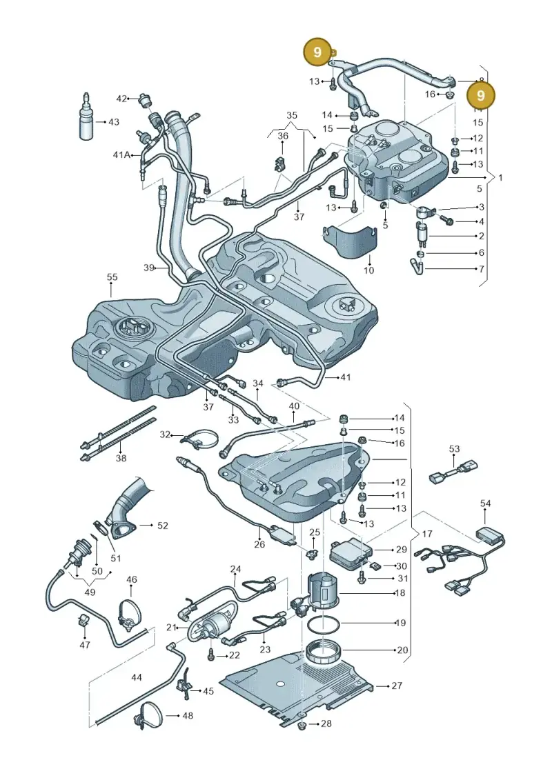 8E0803596 — Audi A5 Sportback (2011-2017) diagram 636201150, position 9