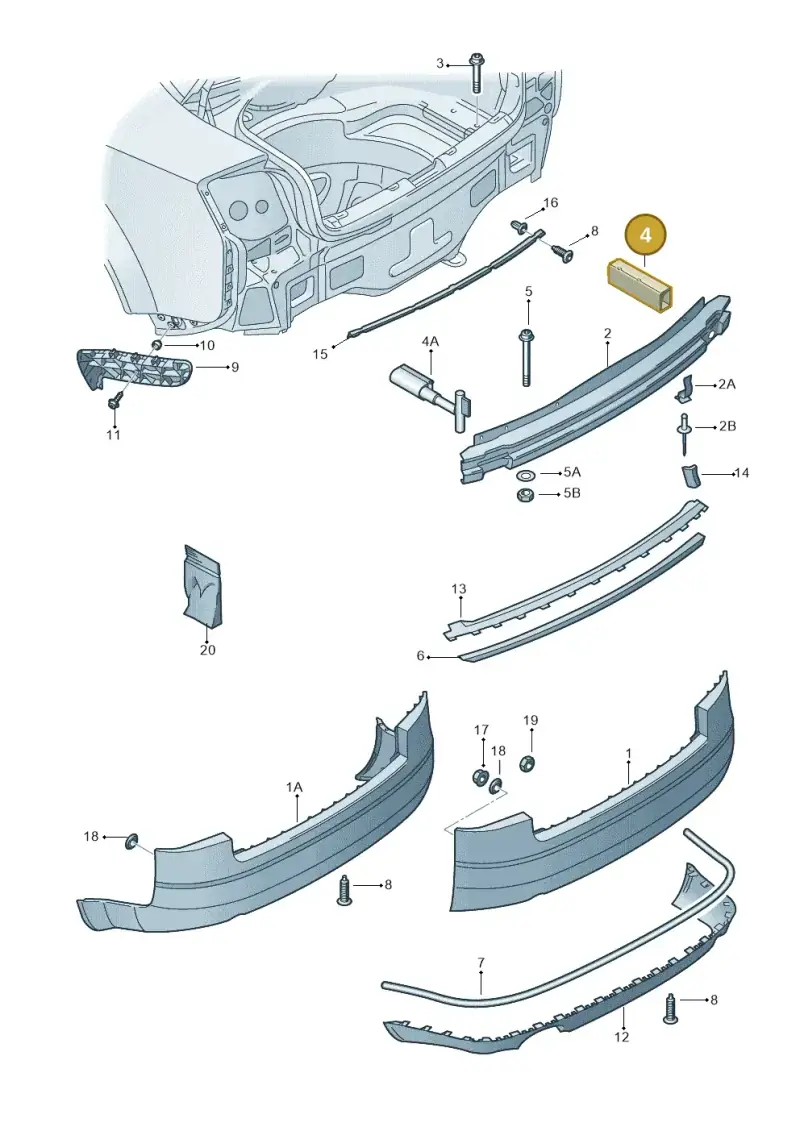8E0807332B — Audi A4/S4/Av./qu. (2001-2004) diagram 249807500, position 4