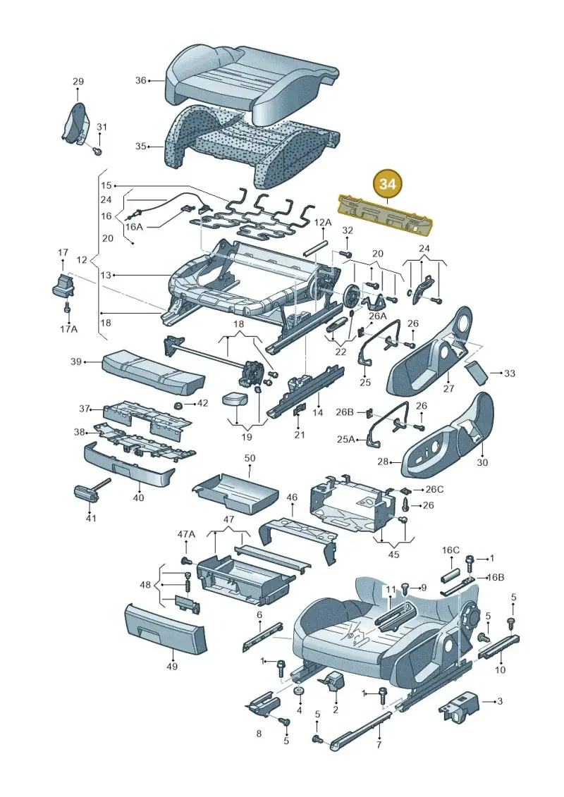 8E0813477A — Audi A4/S4/Av./qu. (2001-2004) diagram 249881000, position 34