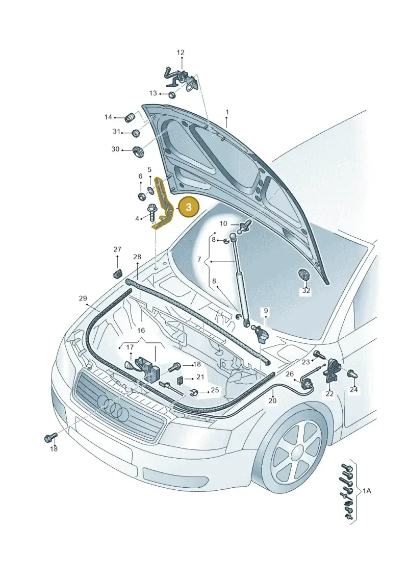 8E0823302F — Audi RS4 qu.           07> (2006-) diagram 273823100, position 3