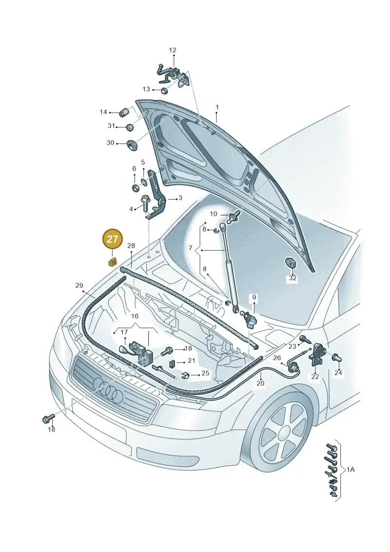 8E0823721A — Audi RS4 qu.           07> (2006-) diagram 273823100, position 27