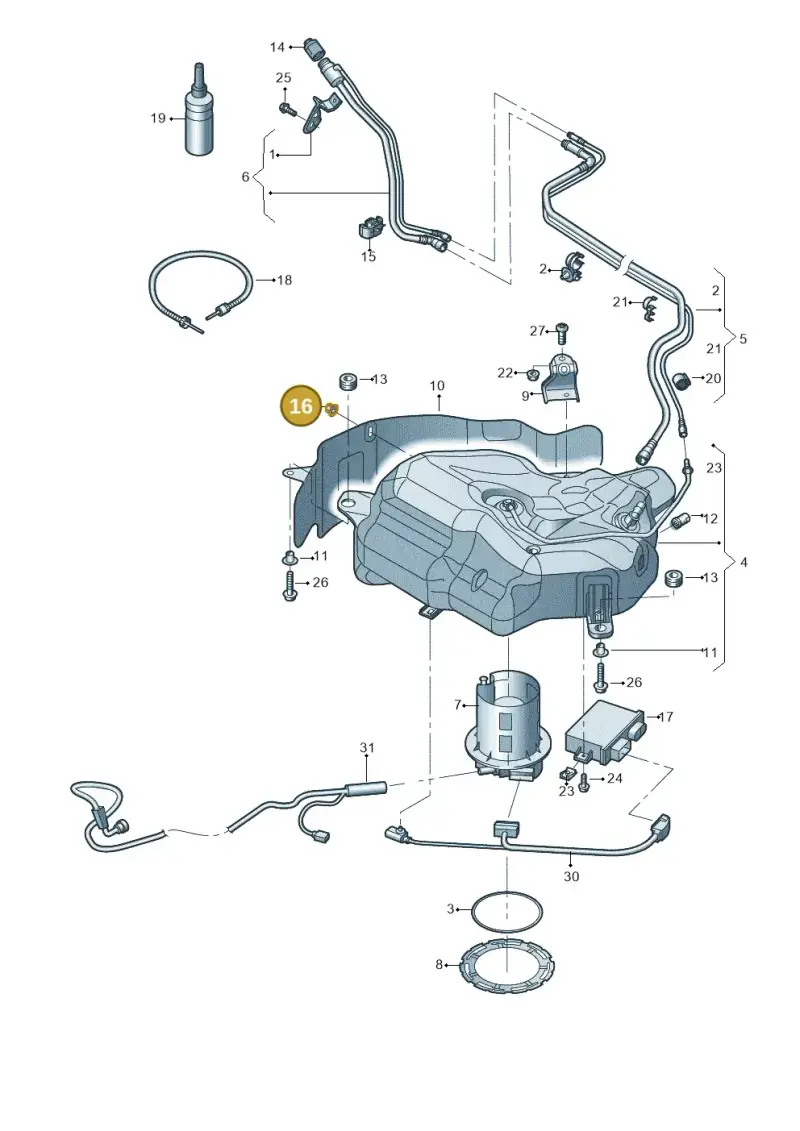 8E0825265C — Audi A7 Sportback (2014-2018) diagram 798201300, position 16