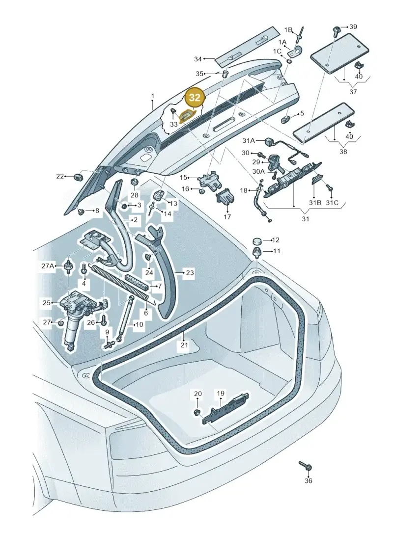 8E0827657G — Audi A8L qu. 3.0 TDI (2009-2014) diagram 696827000, position 32