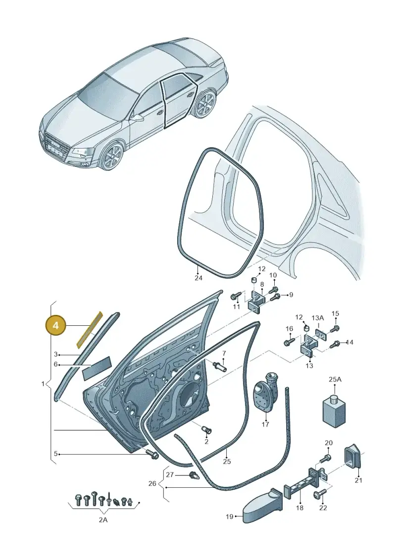 8E0831575A — Audi A8L qu. 3.0 TDI (2013-2018) diagram 696833100, position 4
