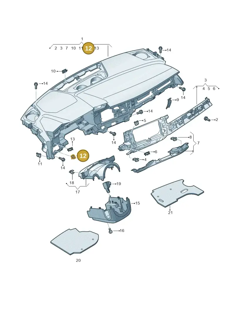 8E0853107 — Audi A3 Sportback (2019-2021) diagram 596857100, position 12
