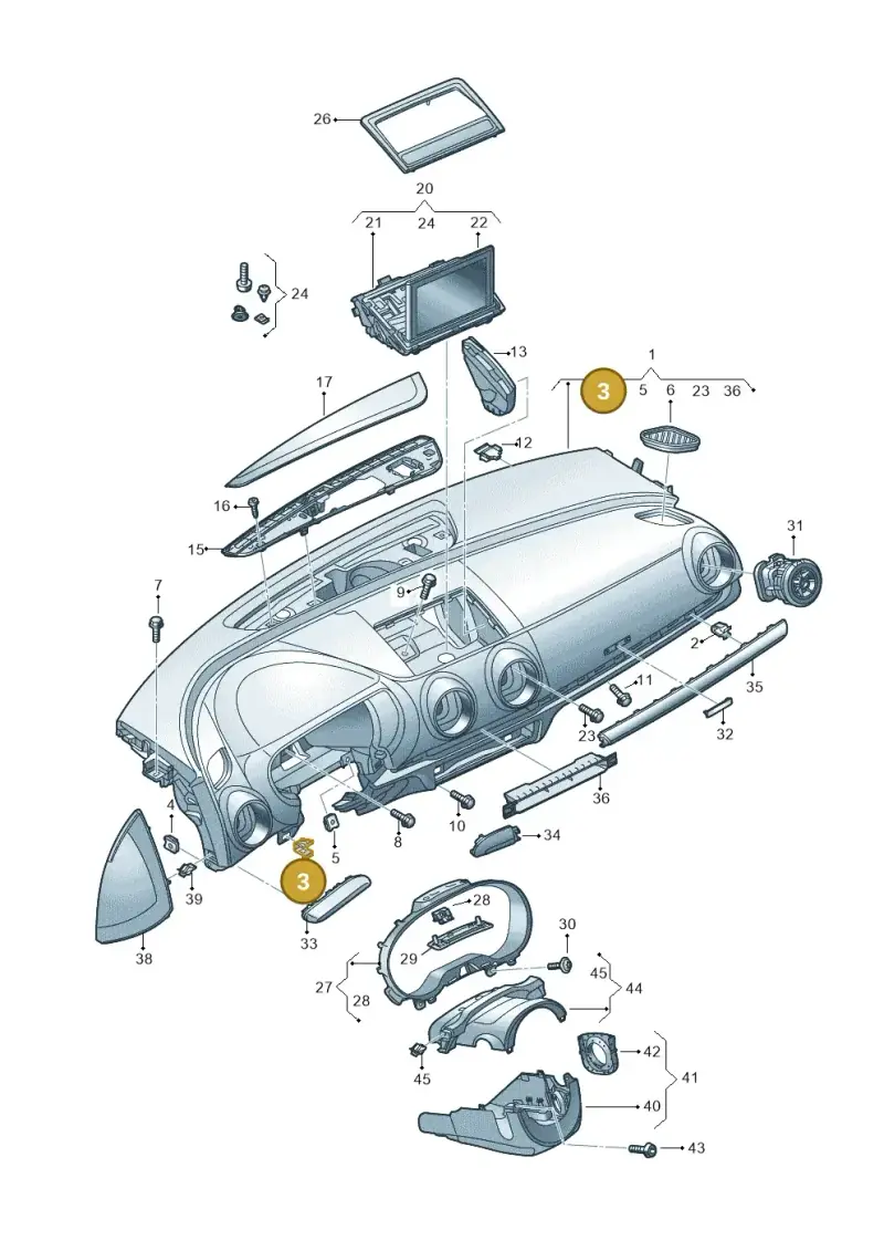 8E0853107 — Audi A3 Cabrio (2016-2020) diagram 890857100, position 3