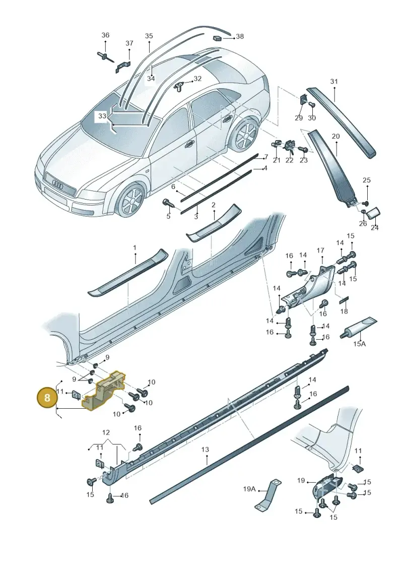 8E0853922C — Audi RS4 qu.           07> (2006-) diagram 249853100, position 8