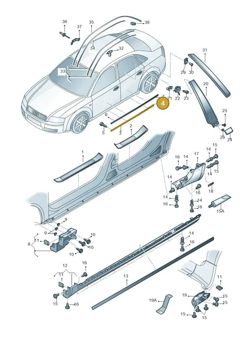 8E0853969E7DL — Audi A4/S4/Av./qu.     05> (2005-) diagram 249853100, position 4