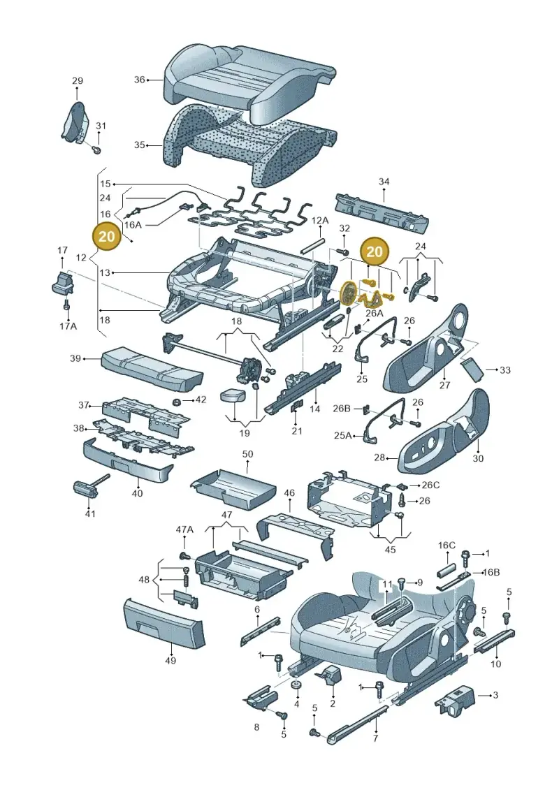 8E0881053C — Audi A4/S4/Av./qu. (2001-2004) diagram 249881000, position 20