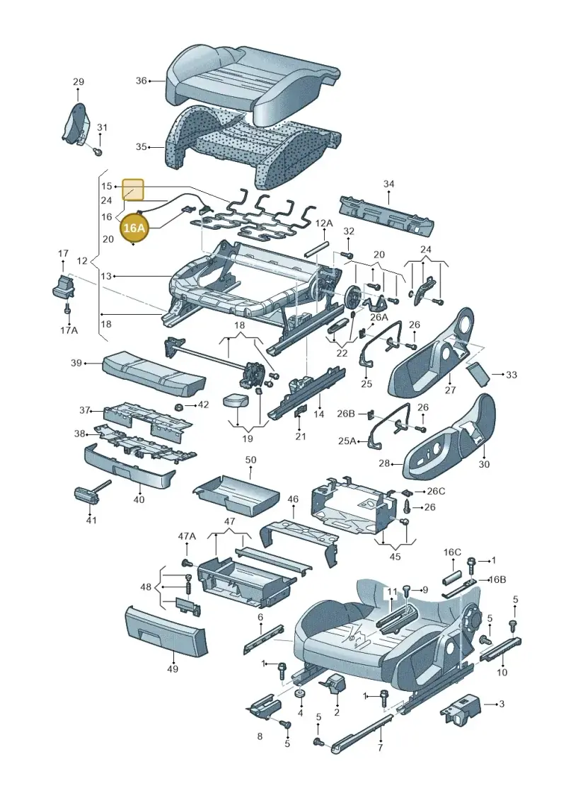 8E0881279A — Audi A4/S4/Av./qu. (2001-2004) diagram 249881000, position 16A