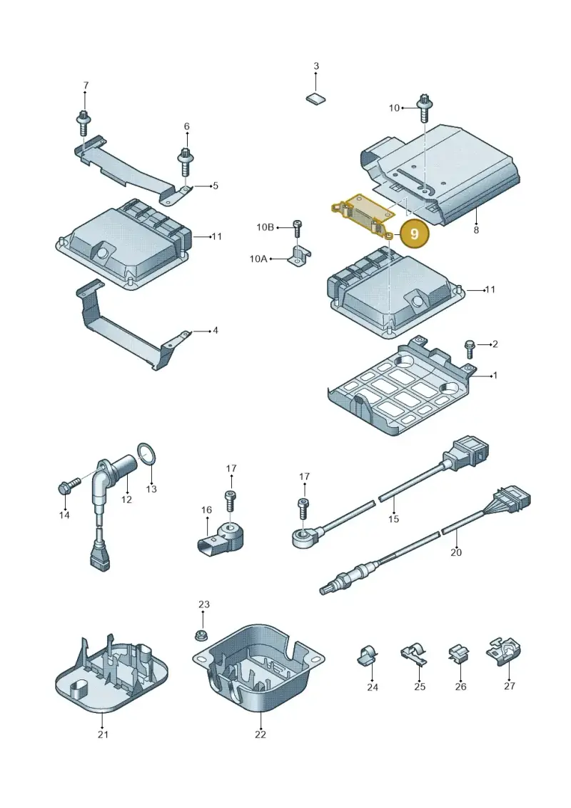 8E0907500H — Audi TT Coupe/Roadster 08> (2007-) diagram 609906000, position 9