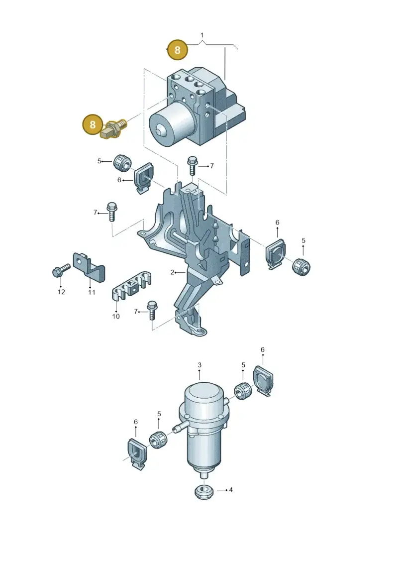8E0907597 — Audi RS6 qu. (2003-2004) diagram 249614100, position 8