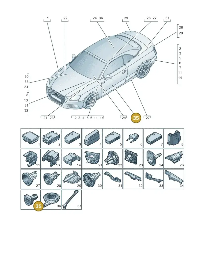8E0971841C — Audi A5 Cabrio 2.0 (2016-2018) diagram 848971780, position 35